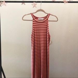 Fighting Eel Coral Striped Maxi Dress